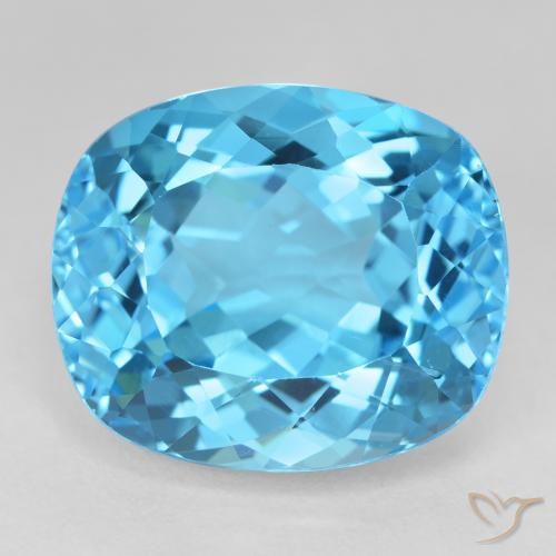 Topaze Bleu Suisse naturelle Coussin, 26.00 ct, VVS