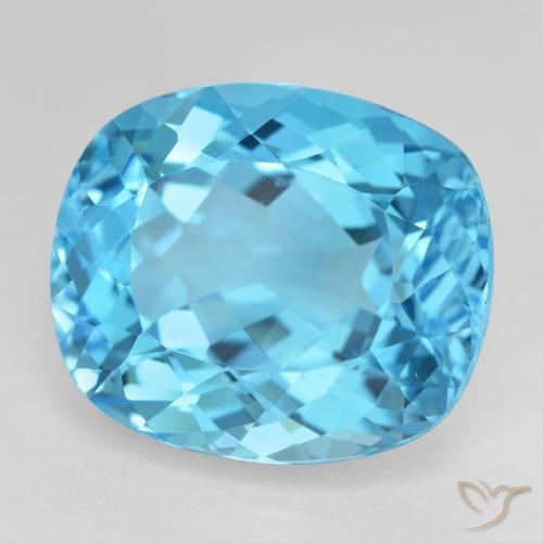Topaze Bleu Suisse naturelle Coussin, 26.00 ct, VVS