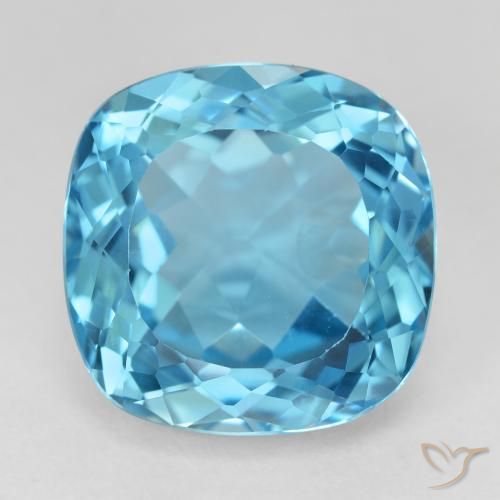 21.83ct Naturel Bleu Suisse Topaze, Coussin, VVS-VS
