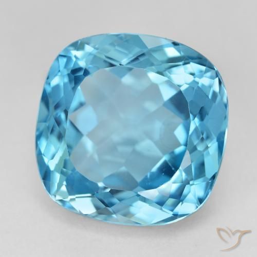 Topaze Bleu Suisse naturelle Coussin, 21.83 ct, VVS-VS