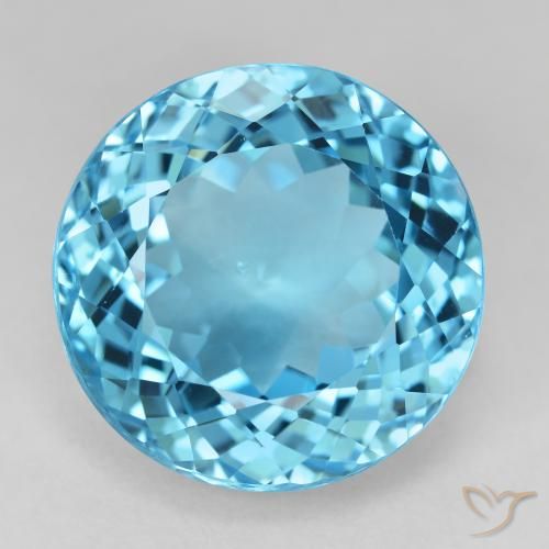 Topaze bleue suisse de 27,45 carats,, Rond Topaze en vrac du Brésil, Gemme naturelle, 18,2 mm, Photo A