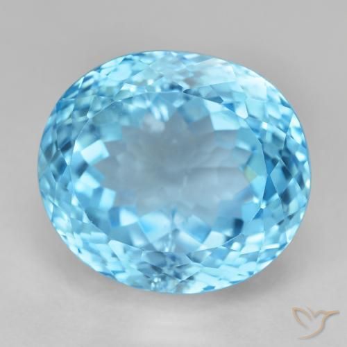 Topaze Bleu Suisse naturelle ovale, 22.74 ct, VVS-VS