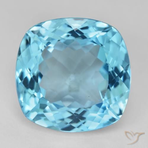 Topaze Bleu Suisse naturelle Coussin, 29.54 ct, VVS-VS