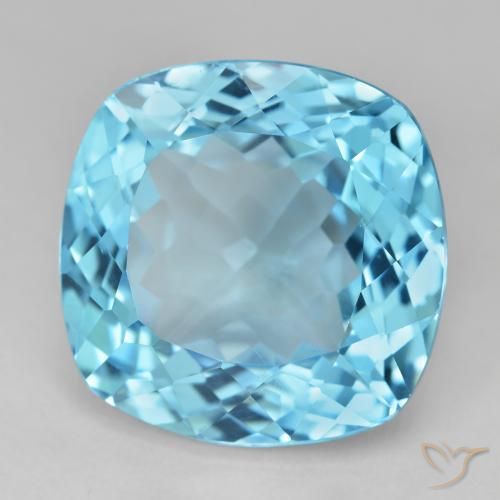 Topaze Bleu Suisse naturelle Coussin, 29.54 ct, VVS-VS