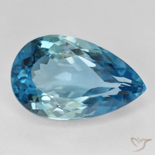 Topaze Bleu Suisse naturelle En forme de poire, 22.19 ct, VVS-VS