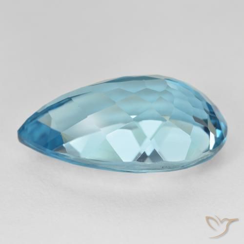Topaze Bleu Suisse naturelle En forme de poire, 22.19 ct, VVS-VS