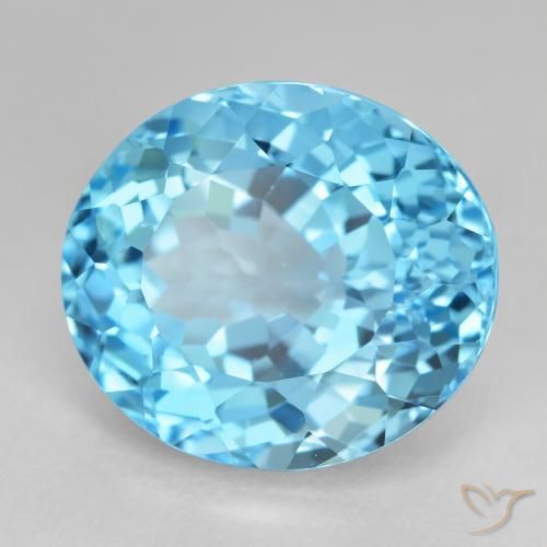 Topaze Bleu Suisse naturelle ovale, 21.10 ct, VVS-VS
