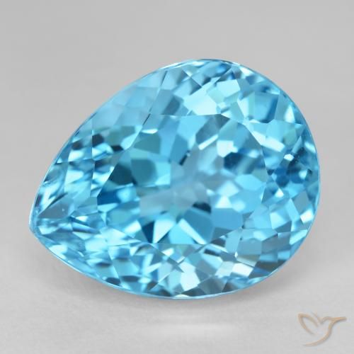 23.23ct Naturel Bleu Suisse Topaze, En forme de poire, VVS-VS