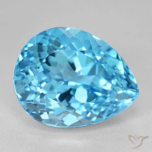 Topaze Bleu Suisse naturelle En forme de poire, 23.23 ct, VVS-VS