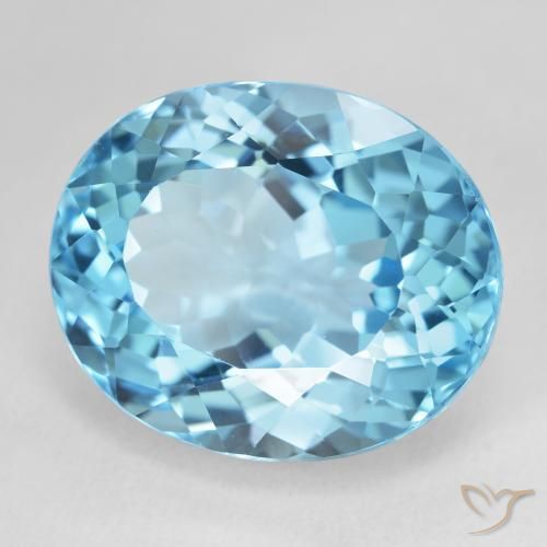Topaze Bleu Suisse naturelle ovale, 22.53 ct, VVS-VS
