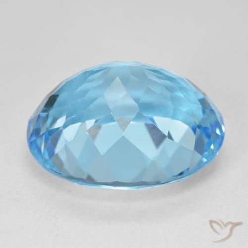 Topaze Bleu Suisse naturelle ovale, 22.53 ct, VVS-VS