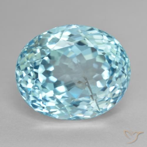 Topaze Bleu verdâtre léger naturelle ovale, 26.66 ct, VS