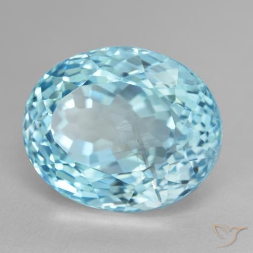 Topaze Bleu verdâtre léger naturelle ovale, 26.66 ct, VS