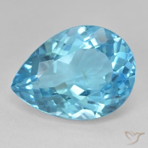 28.60ct Naturel Bleu Suisse Topaze, En forme de poire, VVS-VS