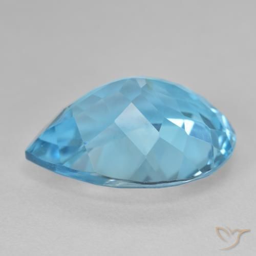 Topaze Bleu Suisse naturelle En forme de poire, 28.60 ct, VVS-VS