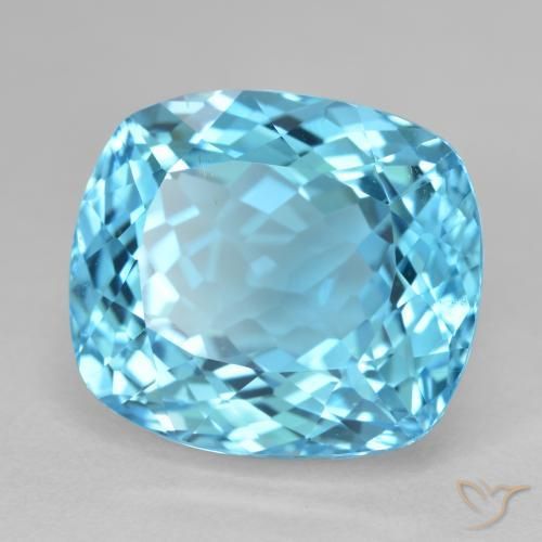 Topaze Bleu Suisse naturelle Coussin, 23.75 ct, VS