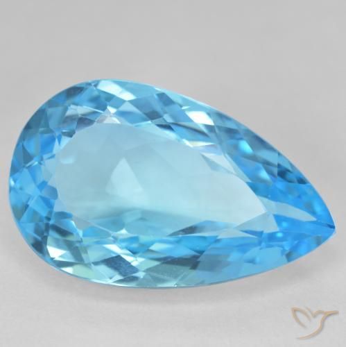 27.27ct Naturel Bleu Suisse Topaze, En forme de poire, VVS-VS