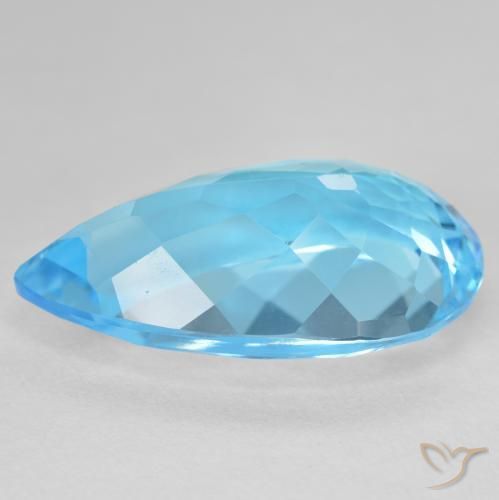 Topaze Bleu Suisse naturelle En forme de poire, 27.27 ct, VVS-VS