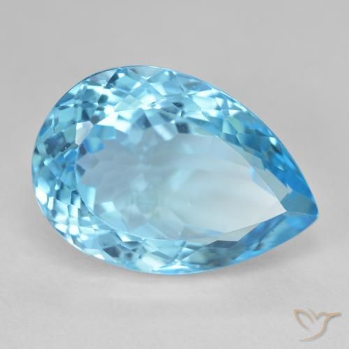 Topaze Bleu Suisse naturelle En forme de poire, 28.78 ct, VS