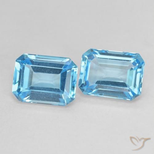 3.96ctw Naturel Bleu Suisse Topaze, Taille émeraude, VVS