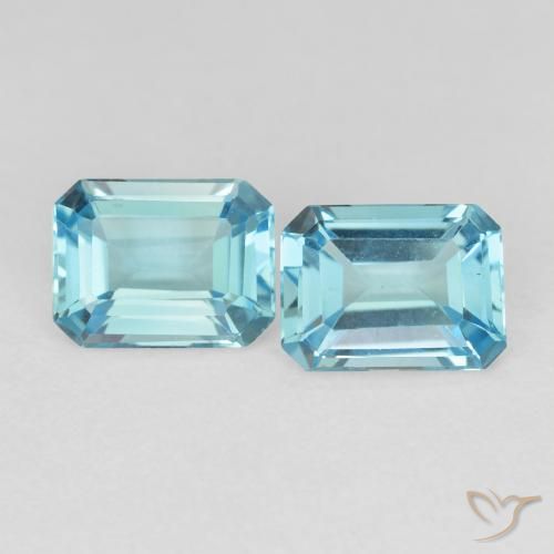 3.35ctw Naturel Bleu ciel léger Topaze, Taille émeraude, VVS-VS