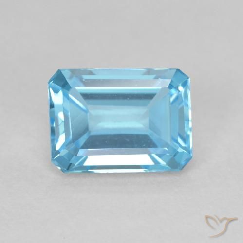 2.04ct Naturel Bleu Suisse Topaze, Taille émeraude, VVS-VS