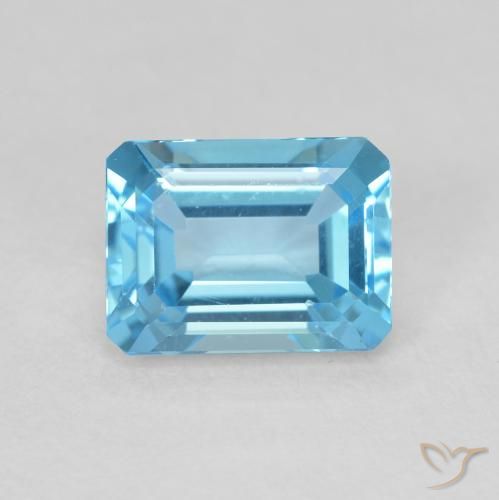 1.97ct Naturel Bleu Suisse Topaze, Taille émeraude, VVS-VS