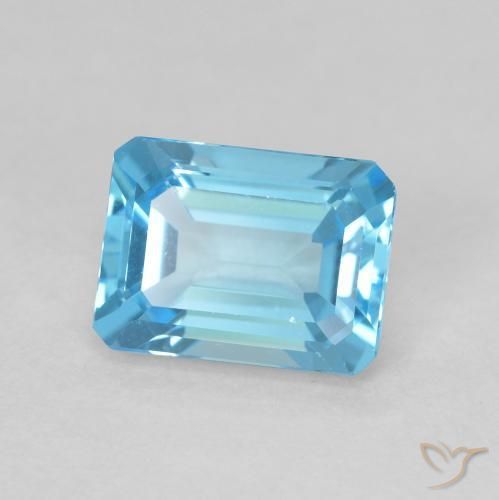 Topaze Bleu Suisse naturelle Octogone / coupe Émeraude, 1.97 ct, VVS-VS