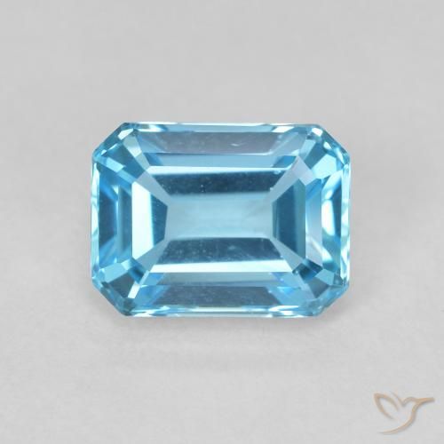 Topaze Bleu Suisse naturelle Octogone / coupe Émeraude, 2.16 ct, VVS-VS