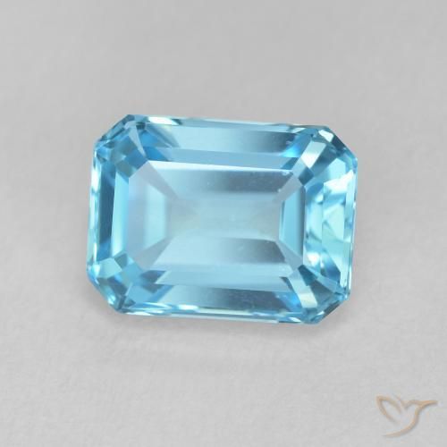 Topaze Bleu Suisse naturelle Octogone / coupe Émeraude, 2.16 ct, VVS-VS