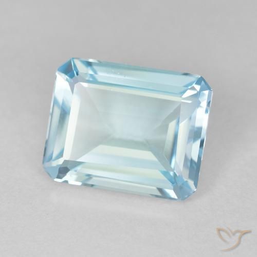Topaze Bleu ciel naturelle Octogone / coupe Émeraude, 3.71 ct, VVS-VS