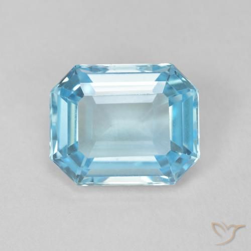 Topaze Bleu Suisse naturelle Octogone / coupe Émeraude, 3.71 ct, VVS-VS