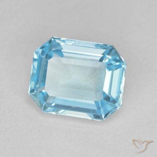 Topaze Bleu Suisse naturelle Octogone / coupe Émeraude, 3.71 ct, VVS-VS