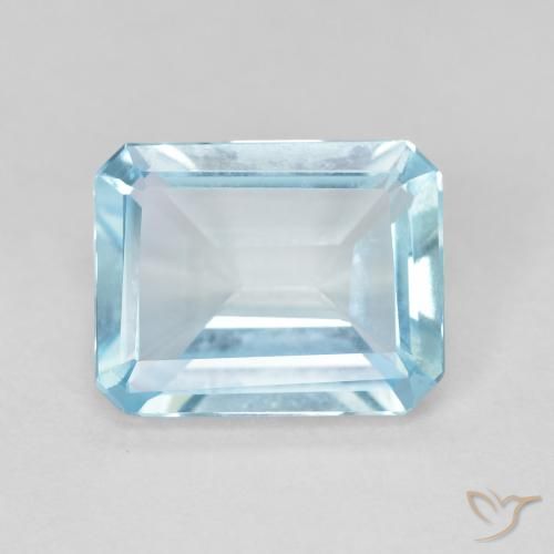 Topaze Bleu ciel naturelle Octogone / coupe Émeraude, 3.69 ct, VVS-VS