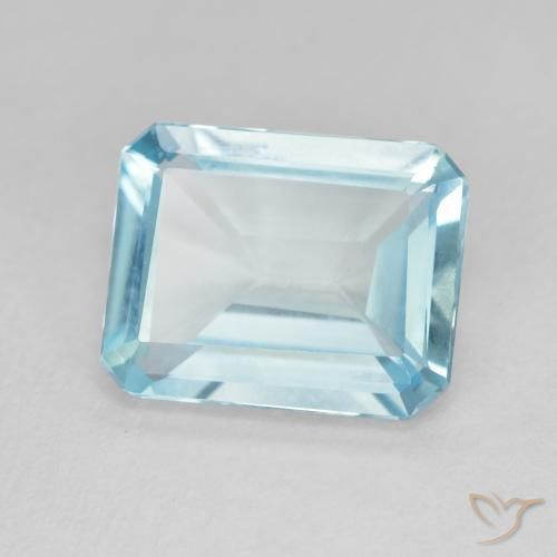 Topaze Bleu ciel naturelle Octogone / coupe Émeraude, 3.69 ct, VVS-VS