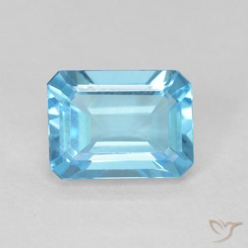 1.90ct Naturel Bleu Suisse Topaze, Taille émeraude, VVS-VS