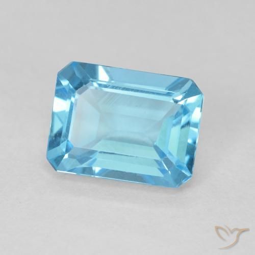 Topaze Bleu Suisse naturelle Octogone / coupe Émeraude, 1.90 ct, VVS-VS