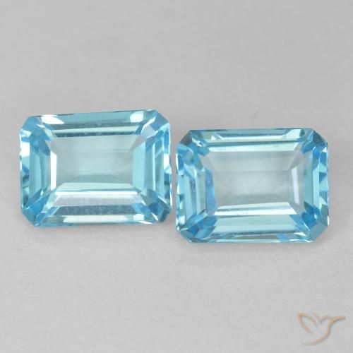 3.90ctw Naturel Bleu Suisse Topaze, Taille émeraude, VVS