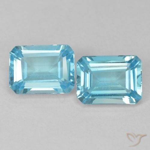 4.08ctw Naturel Bleu Suisse Topaze, Taille émeraude, VVS