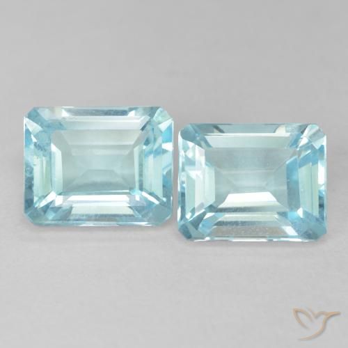 7.78ctw Naturel Bleu verdâtre léger Topaze, Taille émeraude, VVS-VS