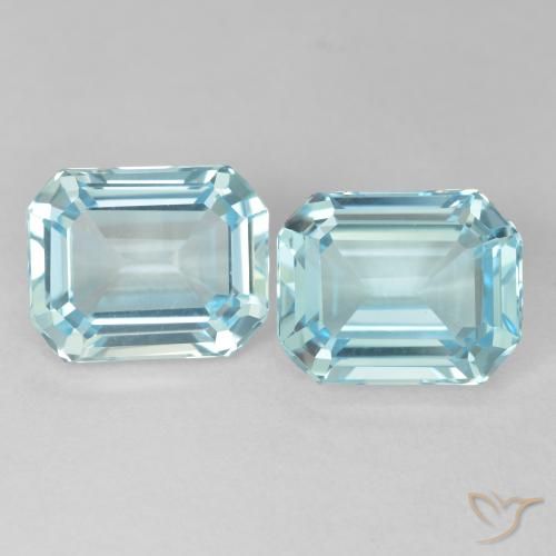 8.20ctw Naturel Bleu verdâtre léger Topaze, Taille émeraude, VVS-VS
