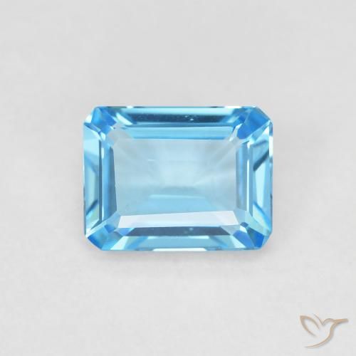 1.80ct Naturel Bleu ciel profond Topaze, Taille émeraude, VVS