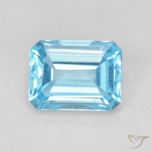 2.02ct Naturel Bleu Suisse Topaze, Taille émeraude, VVS