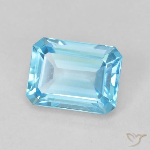 Topaze Bleu Suisse naturelle Octogone / coupe Émeraude, 2.02 ct, VVS