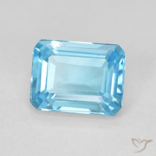 Topaze Bleu Suisse naturelle Octogone / coupe Émeraude, 1.92 ct, VVS