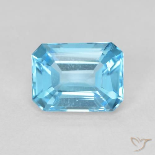 1.90ct Naturel Bleu Suisse Topaze, Taille émeraude, VVS