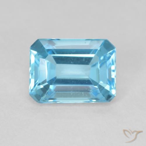 2.02ct Naturel Bleu Suisse Topaze, Taille émeraude, VVS