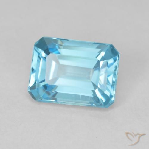 Topaze Bleu Suisse naturelle Octogone / coupe Émeraude, 2.02 ct, VVS