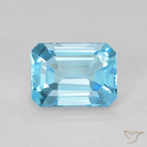 1.86ct Naturel Bleu Suisse Topaze, Taille émeraude, VVS