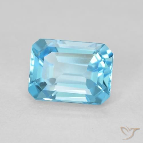 Topaze Bleu Suisse naturelle Octogone / coupe Émeraude, 1.86 ct, VVS